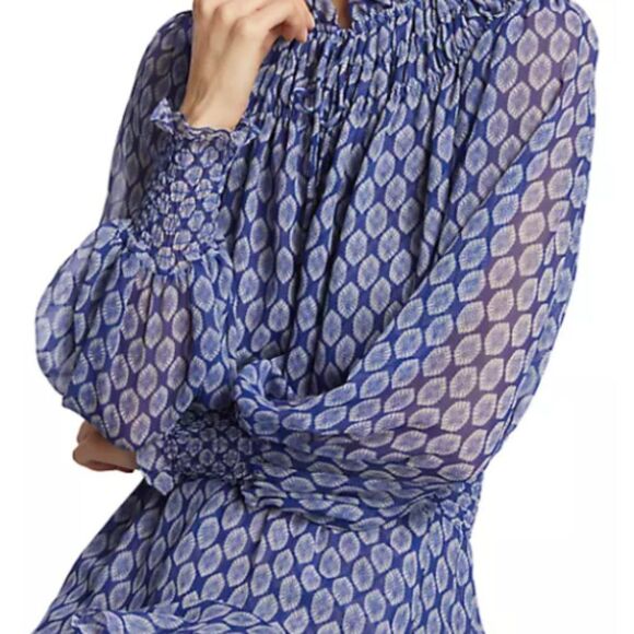 Misa Los Angeles Almaha Blouson Minidress Size S Majorelle Lapis Tile - Picture 7 of 16